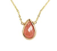 LKBEADS Pendentif poire facetté orange en rhodochrosite naturelle 11 x 6 mm, collier en argent sterling 925 avec chaîne de 45 cm, bijou spirituel et énergétique de guérison, cadeau | gmpd_0035