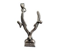 LKBEADS Pendentif rasoir de barbier en acier inoxydable 52 x 30 mm, plaqué argent, collier sans chaîne, fait main pour hommes et femmes, symbole de pouvoir, bijou significatif | LK_SSP_0073