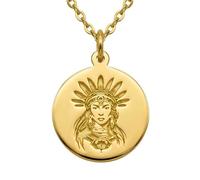 LKBEADS Pendentif représentant un chef amérindien | LK_NLC_01755 | Collier pendentif rond de 22 mm style classique avec chaîne maille forçat de 45 cm plaqué or bijou symbolique