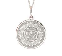 LKBEADS Pendentif rond avec calendrier solaire aztèque | LK_NLC_02384 | plated round fruit charm necklace 24mm with 18 inch cable chain nature inspired jewelry gift everyday