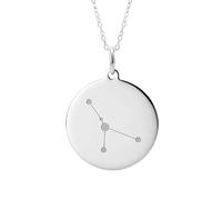 LKBEADS Pendentif rond constellation en argent sterling 925 | LK_NLC_02385 | plated round tropical leaf charm necklace 24mm with 18 inch cable chain nature inspired jewelry gift