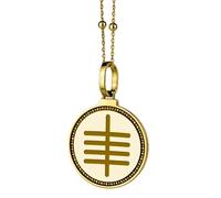 LKBEADS Pendentif rond de 28 mm en argent sterling 925, gravé de calligraphie Fatiman, plaqué or, pour homme et femme, avec câble de 45 cm (18 pouces), bijou fait main |LK_ENGP_0403