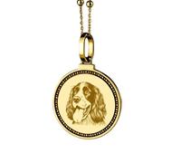 LKBEADS Pendentif rond de 28 mm en argent sterling 925, gravé de calligraphie « The All Hearing », plaqué or, pour homme et femme, avec câble de 45 cm (18 pouces) | LK_ENGP_0085