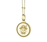 LKBEADS Pendentif rond de 28 mm en argent sterling 925, gravé de la carte de Saint Augustine, plaqué or, avec câble de 45 cm (18 pouces) | LK_ENGP_0727