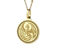 LKBEADS Pendentif rond de 28 mm en argent sterling 925 gravé de la Cité du Vatican, plaqué or, pour homme et femme, avec câble de 45 cm (18 pouces), bijou fait main |LK_ENGP_0310