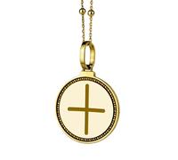 LKBEADS Pendentif rond de 28 mm en argent sterling 925, gravé de l'alphabet celtique ancien Ogham H, plaqué or, pour homme et femme, avec câble de 45 cm (18 pouces) | LK_ENGP_0026