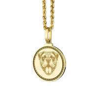 LKBEADS Pendentif rond de 28 mm en argent sterling 925, gravé de l'alphabet celtique irlandais Ogham D, plaqué or, pour homme et femme, avec câble de 45 cm (18 pouces) | LK_ENGP_0472