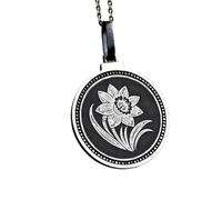 LKBEADS Pendentif rond de 28 mm en argent sterling 925, gravé de l'alphabet celtique Ogham E, plaqué or, pour homme et femme, avec câble de 45 cm (18 pouces), bijou fait main |LK_ENGP_0467
