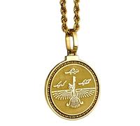 LKBEADS Pendentif rond de 28 mm en argent sterling 925, gravé de l'alphabet grec Delta, plaqué or, avec câble de 45 cm (18 pouces) | LK_ENGP_0040