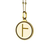 LKBEADS Pendentif rond de 28 mm en argent sterling 925, gravé de l'alphabet grec Phi, plaqué or, pour homme et femme, avec câble de 45 cm (18 pouces), bijou fait main |LK_ENGP_0468