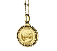 LKBEADS Pendentif rond de 28 mm en argent sterling 925, gravé de l'alphabet hébreu G et Gimel, plaqué or, pour homme et femme, avec câble de 45 cm (18 pouces), bijou fait main |LK_ENGP_0324