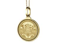 LKBEADS Pendentif rond de 28 mm en argent sterling 925, gravé de l'alphabet hébreu V vav, plaqué or, pour homme et femme, avec câble de 45 cm (18 pouces), bijou fait main |LK_ENGP_0459