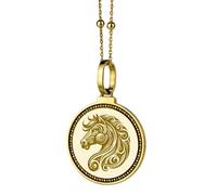 LKBEADS Pendentif rond de 28 mm en argent sterling 925, gravé de l'œil qui voit tout et des phases de la lune, plaqué or, pour homme et femme, avec câble de 45 cm (18 pouces) | LK_ENGP_0676