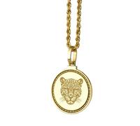 LKBEADS Pendentif rond de 28 mm en argent sterling 925 gravé de Saint Christophe, plaqué or, pour homme et femme, avec câble de 45 cm (18 pouces), bijou fait main |LK_ENGP_0562