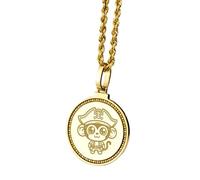LKBEADS Pendentif rond de 28 mm en argent sterling 925, gravé du monogramme du Christ catholique, plaqué or, pour homme et femme, avec câble de 45 cm (18 pouces), bijou fait main |LK_ENGP_0618