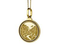 LKBEADS Pendentif rond de 28 mm en argent sterling 925 gravé du Mont Adams, Washington, plaqué or, pour homme et femme, avec câble de 45,7 cm (18 pouces) | LK_ENGP_0184