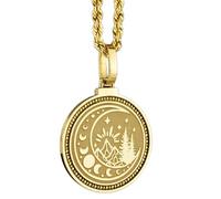 LKBEADS Pendentif rond de 28 mm en argent sterling 925, gravé du Parthénon, style grec, plaqué or, avec câble de 45 cm (18 pouces). Bijou fait main |LK_ENGP_0634