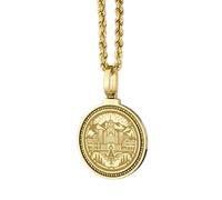 LKBEADS Pendentif rond de 28 mm en argent sterling 925, gravé du sceau de Dracula, style gothique vampire, plaqué or, pour homme et femme, avec câble de 45 cm (18 pouces) | LK_ENGP_0563