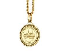 LKBEADS Pendentif rond de 28 mm en argent sterling 925, gravé du sceau de l'archange Azraël, plaqué or, avec câble de 45 cm (18 pouces) | LK_ENGP_0512