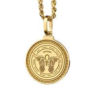 LKBEADS Pendentif rond de 28 mm en argent sterling 925, gravé du symbole de la rune celtique Ogham S, plaqué or, pour homme et femme, avec câble de 45 cm (18 pouces) | LK_ENGP_0031