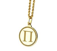 LKBEADS Pendentif rond de 28 mm en argent sterling 925, gravé du symbole de loyauté japonais, plaqué or, pour homme et femme, avec câble de 45 cm (18 pouces), bijou fait main |LK_ENGP_0442