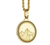 LKBEADS Pendentif rond de 28 mm en argent sterling 925, gravé du symbole du chemin japonais, plaqué or, pour homme et femme, avec câble de 45 cm (18 pouces), bijou fait main |LK_ENGP_0831