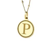 LKBEADS Pendentif rond de 28 mm en argent sterling 925, gravé du symbole japonais de la vérité, plaqué or, pour homme et femme, avec câble de 45 cm (18 pouces), bijou fait main |LK_ENGP_0409