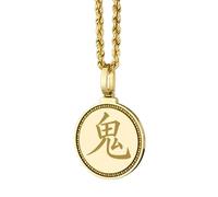 LKBEADS Pendentif rond de 28 mm en argent sterling 925, gravé d'un navire de croisière, plaqué or, pour homme et femme, avec câble de 45 cm (18 pouces), bijou fait main |LK_ENGP_0859