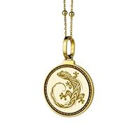 LKBEADS Pendentif rond de 28 mm en argent sterling 925, gravé d'un triangle sacré et d'un soleil céleste, plaqué or, pour homme et femme, avec câble de 45 cm (18 pouces) | LK_ENGP_0677