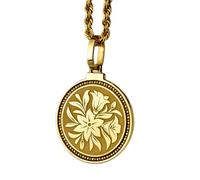LKBEADS Pendentif rond de 28 mm en argent sterling 925, gravé d'une carte de la Cité du Vatican, plaqué or, pour homme et femme, avec câble de 45 cm (18 pouces), bijou fait main |LK_ENGP_0750
