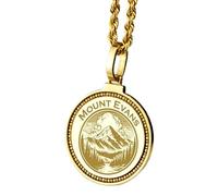 LKBEADS Pendentif rond de 28 mm en argent sterling 925, gravé d'une carte de Savannah, plaqué or, pour homme et femme, avec câble de 45 cm (18 pouces), bijou fait main |LK_ENGP_0725