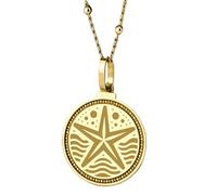 LKBEADS Pendentif rond de 28 mm en argent sterling 925, gravé d'une initiale celtique Ogham, plaqué or, pour homme et femme, avec câble de 45 cm (18 pouces), bijou fait main |LK_ENGP_0326