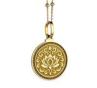 LKBEADS Pendentif rond de 28 mm en argent sterling 925, gravé d'une lettre angélique énochienne, plaqué or, pour homme et femme, avec câble de 45 cm (18 pouces), bijou fait main |LK_ENGP_0322