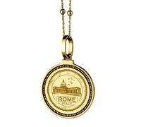 LKBEADS Pendentif rond de 28 mm en argent sterling 925 gravé d'une lettre énochienne, plaqué or, pour homme et femme, avec câble de 45 cm (18 pouces), bijou fait main |LK_ENGP_0422