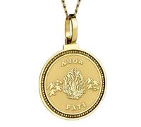 LKBEADS Pendentif rond de 28 mm en argent sterling 925, gravé, représentant la Vierge Marie, avec pendentif plaqué or et câble de 45 cm (18 pouces). Bijou unisexe |LK_ENGP_0824