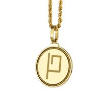 LKBEADS Pendentif rond de 28 mm en argent sterling 925, gravé, représentant le mont Charleston (Nevada), plaqué or, pour homme et femme, avec câble de 45,7 cm (18 pouces) | LK_ENGP_0190