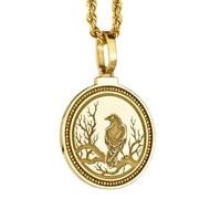 LKBEADS Pendentif rond de 28 mm en argent sterling 925, orné du symbole Lotus Om et gravé du yoga spirituel. Collier plaqué or pour homme et femme, avec câble de 45 cm. Bijou fait main |LK_ENGP_0225