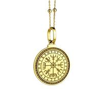 LKBEADS Pendentif rond en argent sterling 925, 28 mm, gravé de la Triquetra et de la Trinité celtique, plaqué or, pour homme et femme, avec câble de 45 cm (18 pouces), bijou fait main |LK_ENGP_0333