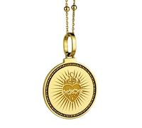 LKBEADS Pendentif rond en argent sterling 925, gravé de la lettre grecque Phi, 28 mm, plaqué or, pour homme et femme, avec câble de 45 cm (18 pouces), bijou fait main |LK_ENGP_0625