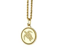 LKBEADS Pendentif rond en argent sterling 925, gravé de l'alphabet grec Delta, 28 mm, plaqué or, pour homme et femme, avec câble de 45 cm (18 pouces), bijou fait main |LK_ENGP_0623