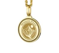 LKBEADS Pendentif rond en argent sterling 925, gravé d'un dollar des sables (28 mm), plaqué or, pour homme et femme, avec câble de 45 cm (18 pouces), bijou fait main |LK_ENGP_0352