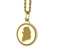 LKBEADS Pendentif rond en argent sterling 925, gravé d'une carte de la Corée du Sud (25 mm), plaqué or, idéal pour les voyageurs et les créateurs de bijoux de voyage unisexes | LK_EGMP_0107