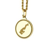 LKBEADS Pendentif rond en argent sterling 925, gravé d'une carte de Monaco (25 mm), plaqué or, bijou de voyage unisexe | LK_EGMP_0125