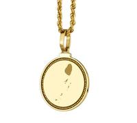 LKBEADS Pendentif rond en argent sterling 925, gravé d'une carte de Saint-Vincent, 25 mm, plaqué or, pour un cadeau unisexe | LK_EGMP_0031