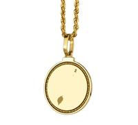 LKBEADS Pendentif rond en argent sterling 925 gravé d'une carte de Sao Tomé (25 mm), plaqué or, bijou unisexe | LKN_MAP_01144