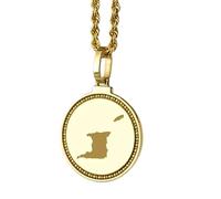 LKBEADS Pendentif rond en argent sterling 925 gravé d'une carte de Trinité-et-Tobago (25 mm), plaqué or, bijou unisexe | LKN_MAP_01106