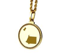 LKBEADS Pendentif rond en argent sterling 925, plaqué or, représentant une carte de la Guinée équatoriale gravée (25 mm), idéal pour un cadeau unisexe | LK_EGMP_0142