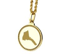 LKBEADS Pendentif rond en argent sterling 925, plaqué or, représentant une carte de l'Érythrée gravée (25 mm), bijou unisexe idéal pour les voyages et les occasions spéciales | LK_EGMP_0008