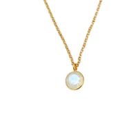 LKBEADS Pendentif rond facetté en pierre de lune naturelle blanche de 8 mm, collier rond en argent sterling 925 avec chaîne en câble de 45 cm, cadeau pour nouveaux commencements, intuition, énergie
