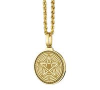 LKBEADS Pendentif rond Lindsey gravé, 28 mm, en argent sterling 925, plaqué or, avec câble de 45 cm (18 pouces). Bijou fait main |LK_ENGP_0203
